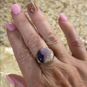 BOUTIQUE VIOLET FLAME OPAL 925 SILVER RING, SZ 6.5
